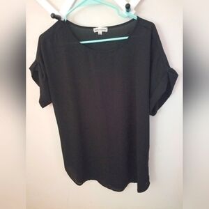 Zenana Outfitters Black Sheer Top. Size Large
